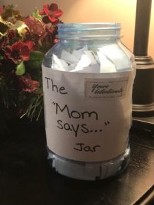 A jar filled with 365 loving and encouraging phrases or sayings for children